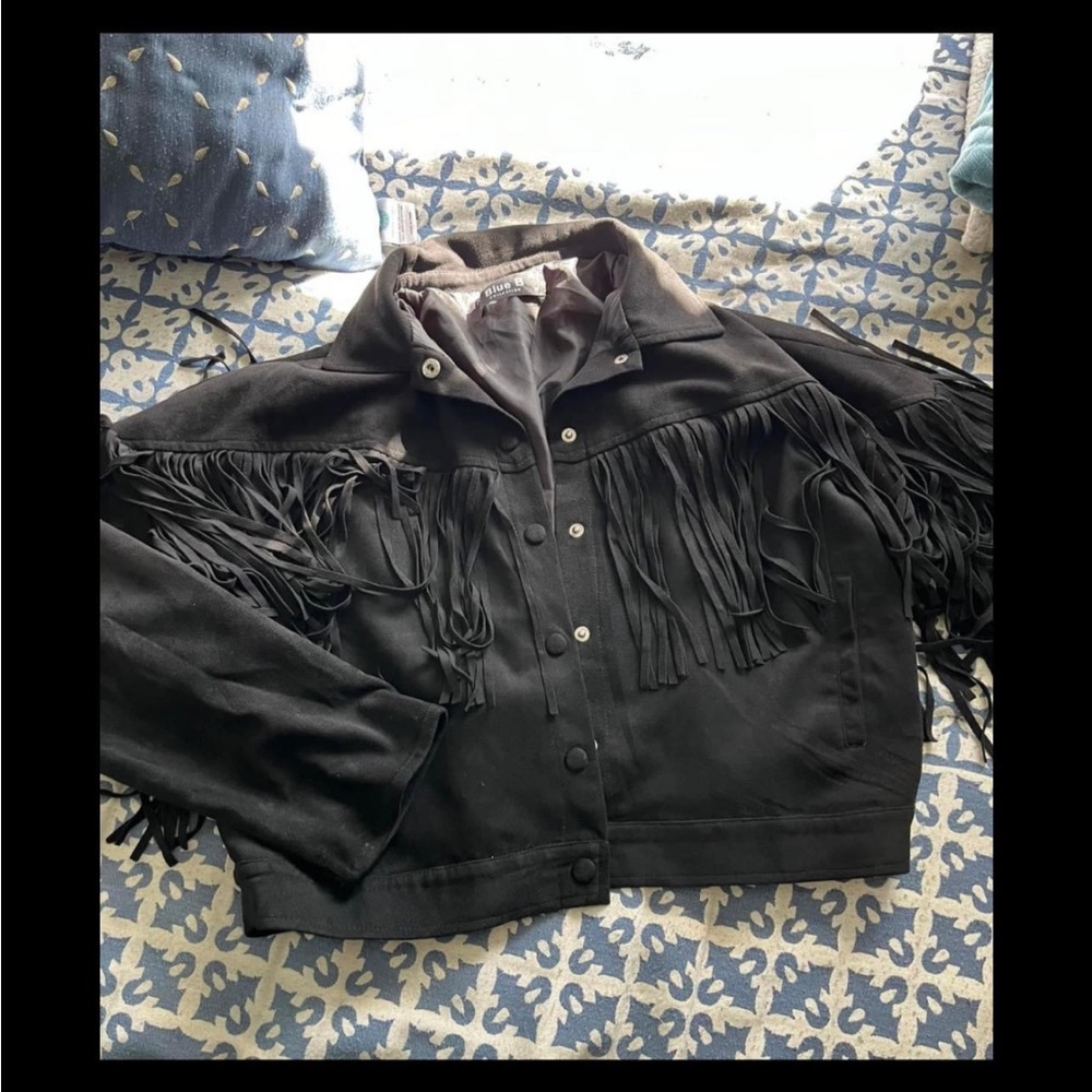 Blue B fringe suede jacket